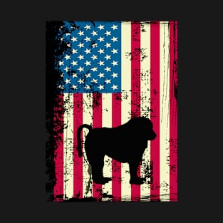 Baboon American Flag USA Patriotic 4th Of July Gifts T-Shirt