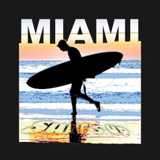 Miami Surf's Up Surfer Silhouette T-Shirt