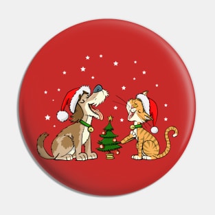 Dog and cat singing a Christmas song Pin