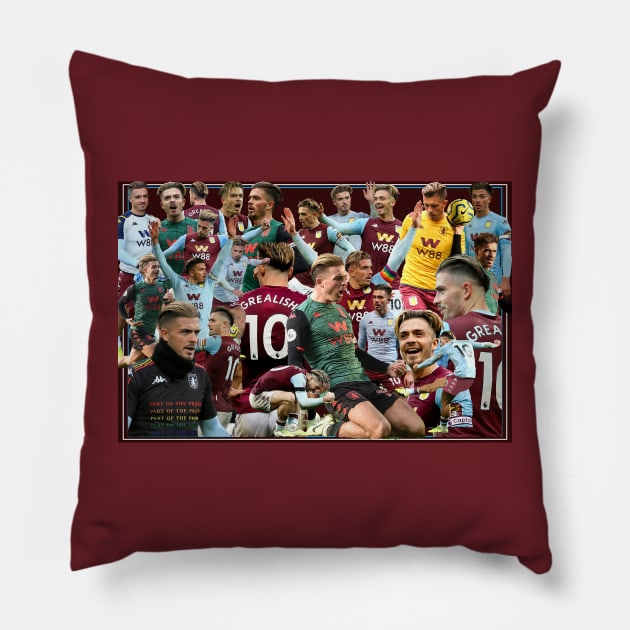 aston villa football club legends prints posters squad jack grealish collage Pillow by madein1874