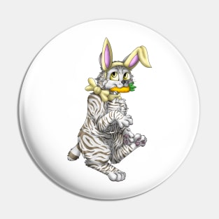 Bobtail BunnyCat: Silver-Amber Tabby (Yellow) Pin