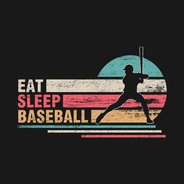 Vintage Retro Playing Baseball Eat Sleep Baseball Player Fan by tieushop091