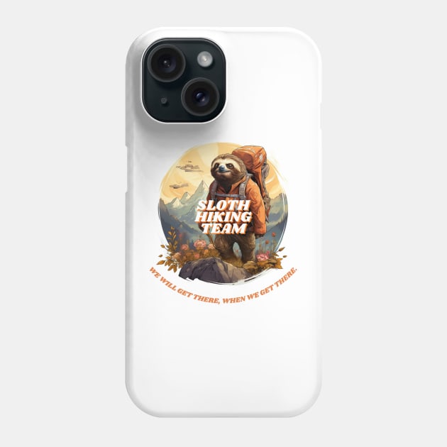 Sloth Hiking Team Illustration Phone Case by bigmomentsdesign