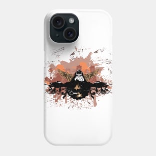 Graffiti layout, man wearing a gas mask and angel wings, splattered paint, dirty patterns, arrows, stars, geometric shapes and abstract decorations Phone Case