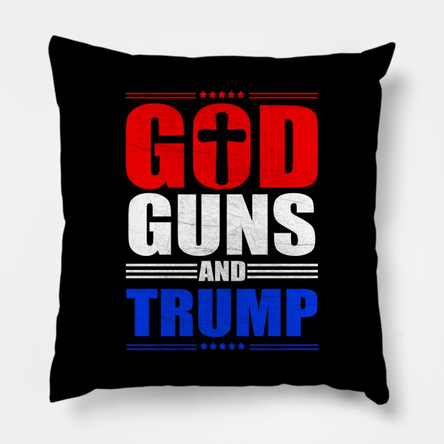 God Guns And Trump Election Typography Design Pillow by StreetDesigns