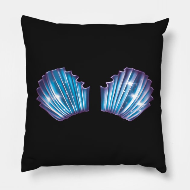 Shell mermaid bra (violet blue) Pillow by xsaxsandra