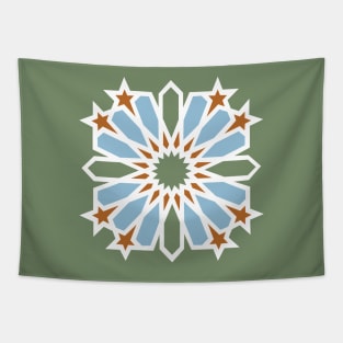 Blue Flower Arabic Tiles Tapestry