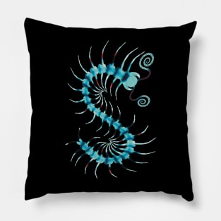 Inverted Colors  Blue Centipede Pillow