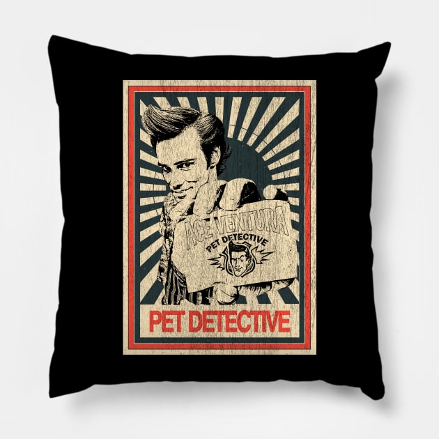 vintage Poster Pet Detective /// Ace Ventura Pillow by Odd Even