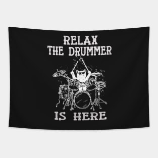 Relax The Drummer Is Here Cats Drums Tapestry