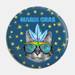 Mardi Gras Blue Cat Pin