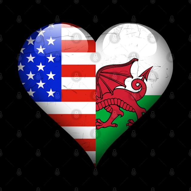 Half American Half Welsh - Gift for Welsh From Wales by Country Flags