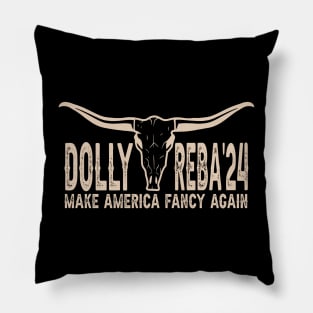 Country Queens United: Fashionable Tee Dolly Reba'24 Make America Fancy Again Pillow