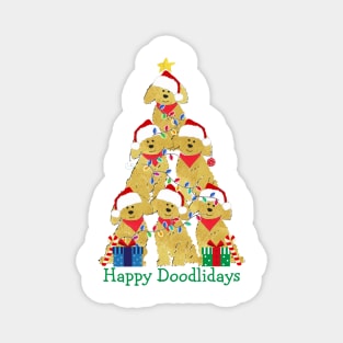 Golden Doodle Puppy Christmas Holiday Tree Magnet