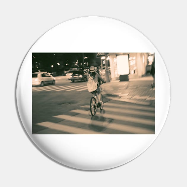 Girl on Bicycle Pin by cinema4design