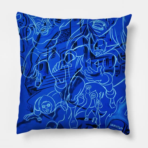 Christmas Ghosts & Oktobar Pillow by BennettBlackLight