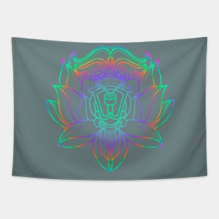 "Fluorescent Fusion: Lotus Flower and Candelabra" Tapestry