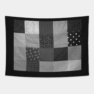 fabric squares of black and white patchwork Tapestry