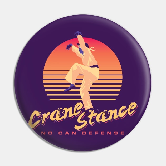 Karate Kid Crane Stance Crane Kick Synthwave Pin by Natural 20 Shirts