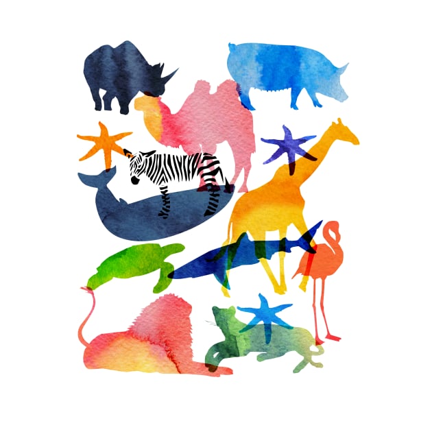 Watercolor Abstract watercolor animals, rainbow colors animals, rainbow colors by SouthPrints