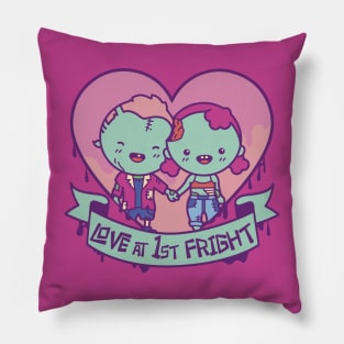 Love at First Fright // Cute Zombie Valentine Pillow