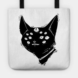 Strange Many Eyed Cat Creature, Weird Gothic Artwork Tote