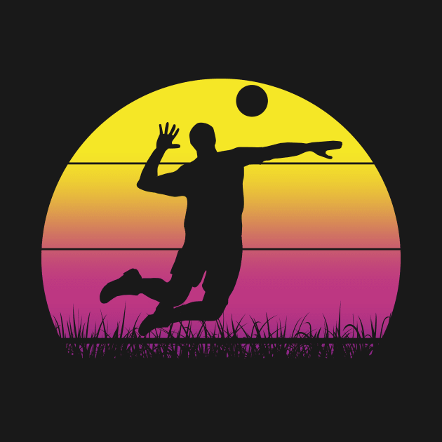 Travel back in time with beach volleyball - Retro Sunsets shirt featuring a player! by Gomqes