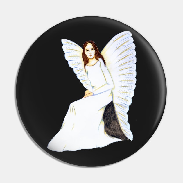 Guardian Angel, I am always here- Bright Red Pin by EarthSoul
