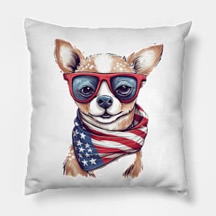 Patriotic Dog, 4th of July Design Pillow