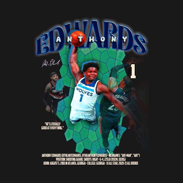 "Ant Man" Anthony Edwards Minnesota Timberwolves Graphic Vintage Basketball Bootleg by dsuss