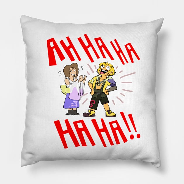 Tidus Laugh (Red Text Ver) Pillow by sky665