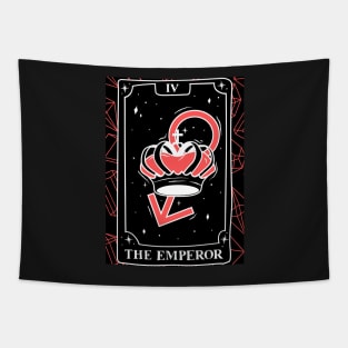 The Emperor Tarot Card and Crystals Graphic Tapestry
