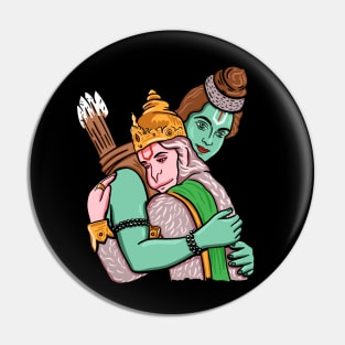 Rama hugging Hanuman Pin