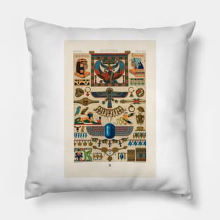 Egyptian motif book plate from L'ornement Polychrome (1888) by Albert Racinet Pillow