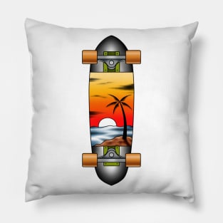 Skateboard Sunset beach Pillow