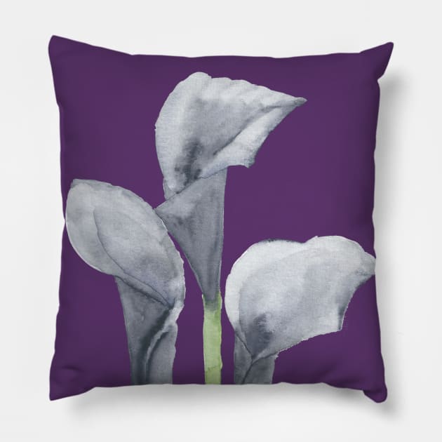 Black Calla Lily Pillow by Sharon Rose Art