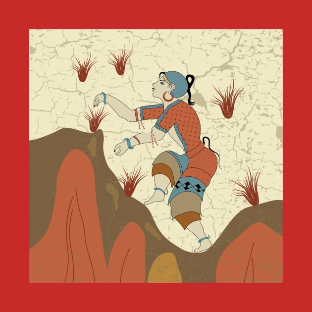 Minoan Saffron Gatherer illustration by Tomas Sterancak
