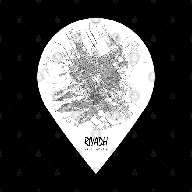 Riyadh, Saudi Arabia City Map - Travel Pin by deMAP Studio