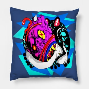 Demon Food Blue Pillow