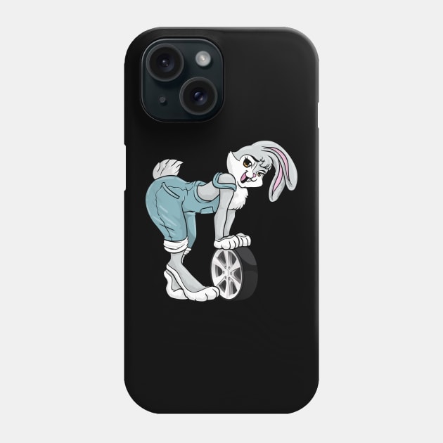 Funny mechanic bunny with a tire Phone Case by Markus Schnabel