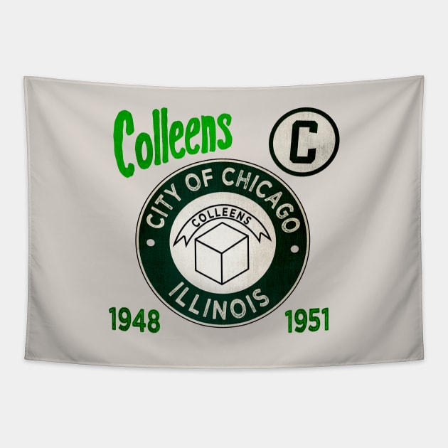 Chicago Colleens • AAGPBL Patch • Chicago, Illinois Tapestry by The MKE Rhine Maiden