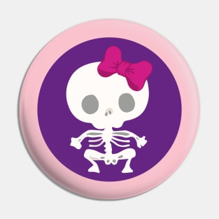 Kawaii skeleton cute pink bow purple day of the dead Pin