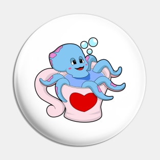 Octopus with Heart Cup Pin