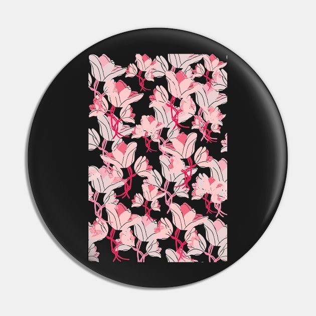 Pink flower pattern Pin by PedaDesign