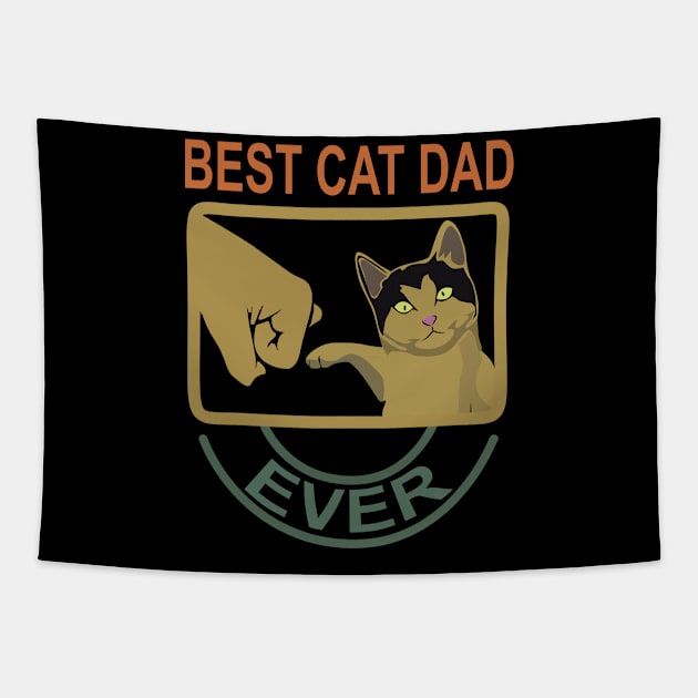 Best Cat Dad Ever Retro Vintage Tapestry by heryes store