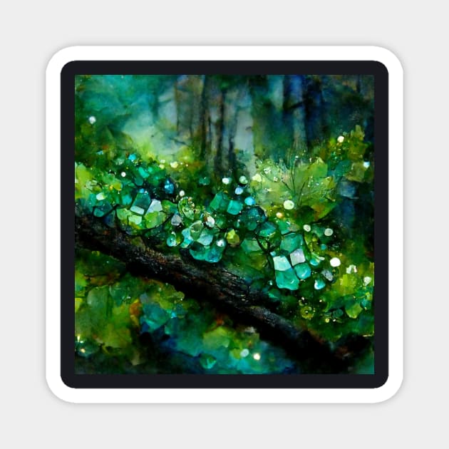 Mystical Magic Forest Emerald Green Magnet by Moon Art