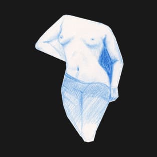 Blue Pencil Figure Study T-Shirt