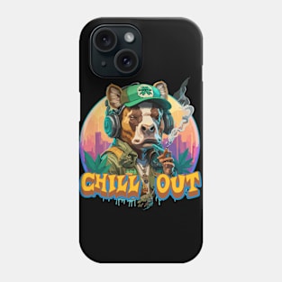 Pop Culture Bull in Hip Hop Gear smoking weed Phone Case