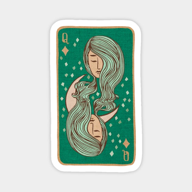 Queen of Diamonds Card Magnet by Cecilia Mok