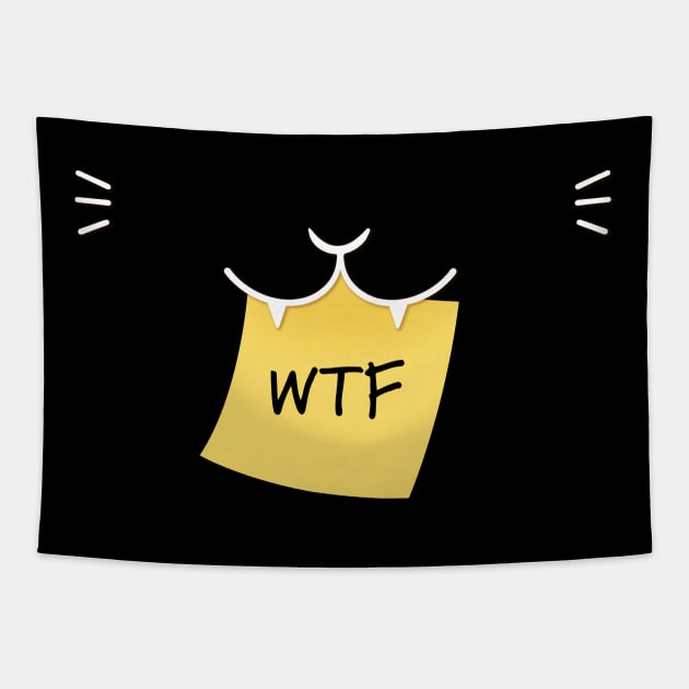 Cat Says WTF Tapestry by Episodic Drawing